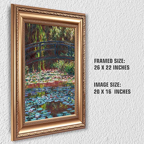 Water Lily Pond 1900 by Claude Monet Framed Size:26x22 inches,Image Size:20x16 inches World Classic Reproductions For HomeDecor,Wide Gold Frame - Image 5
