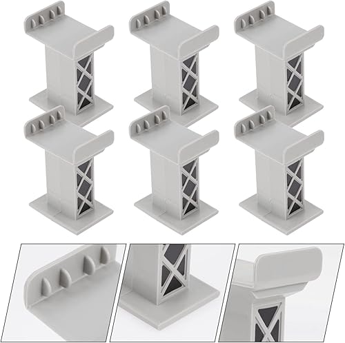 Miniatura 2 de Tren de madera 6 unids puente de tren Pier Track Toys Kids Train Bridge Support Risers Multi Level Support Risers Bloques de alto nivel Tren