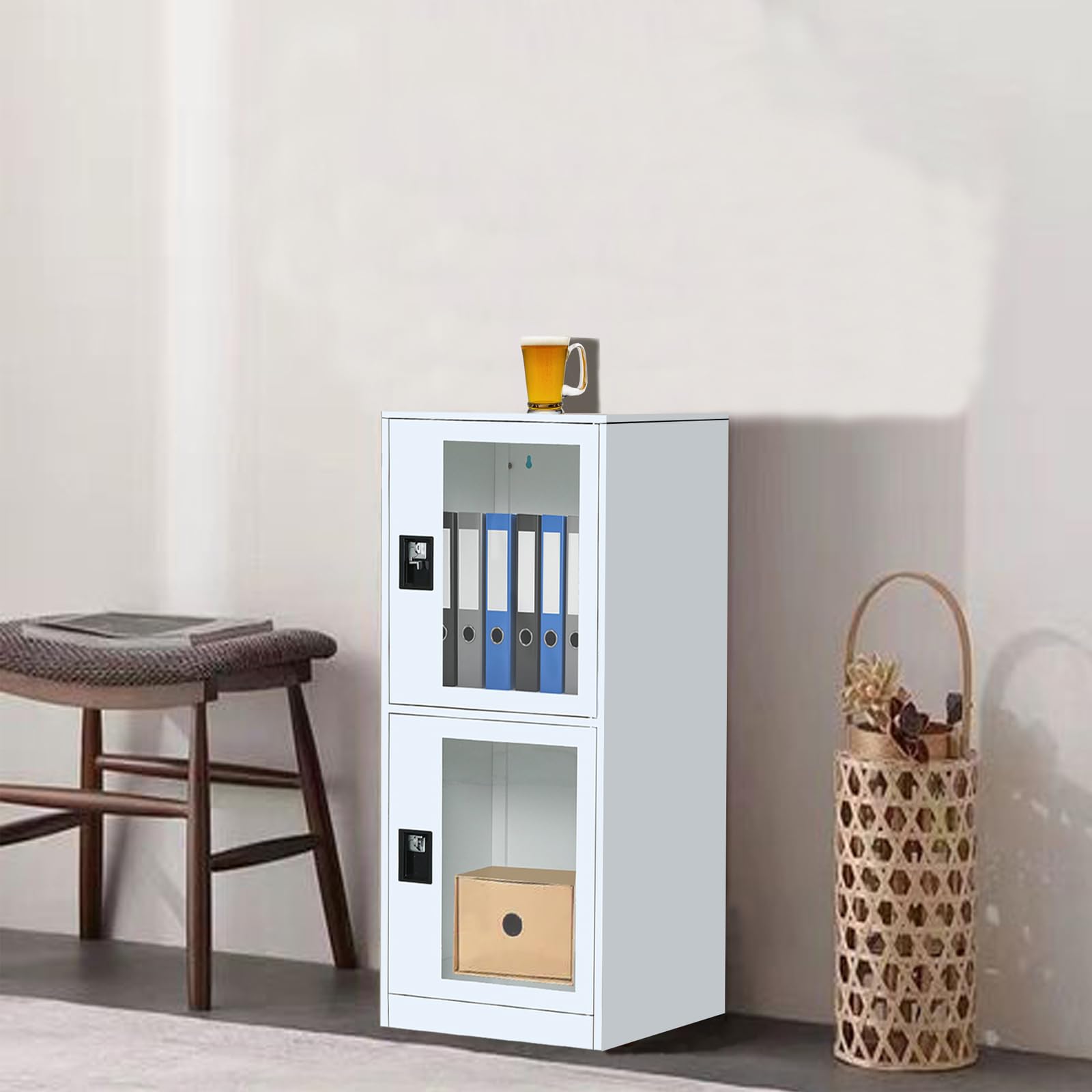 Armadietto Metallico Con Lucchetto - 3 Antine Per Casa, Ufficio O Garage - Bianco, Compatto E Resistente - Foto 3