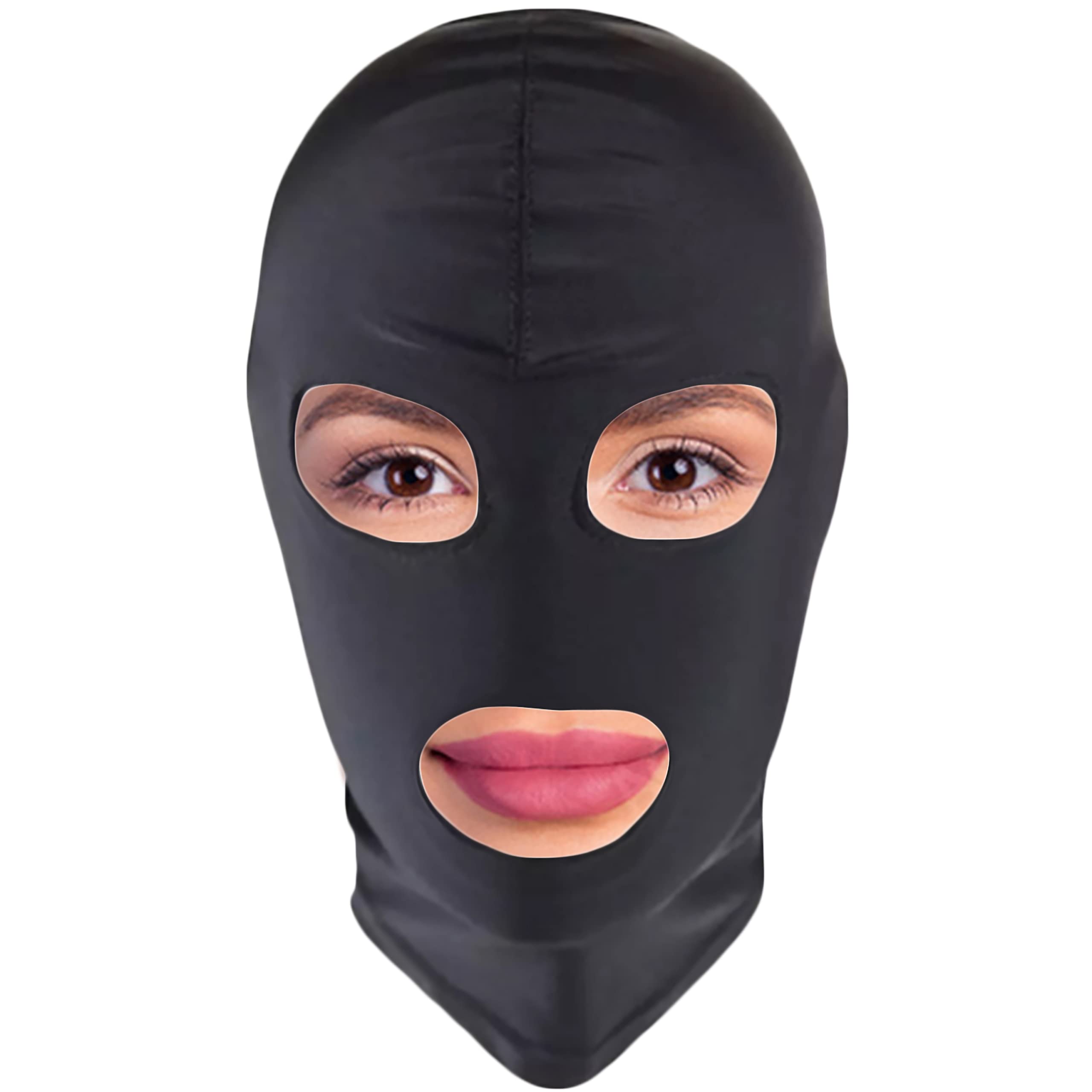BDSM Maske von FOPS 100 % Spandex SM Maske S/M für Sklaven & Rollenspiele dehnbar bis 58 cm Augen & Mund frei atmungsaktiv & bequem perfekt für heiße Kontrolle & Reizspiele schwarz FOPS B23-1