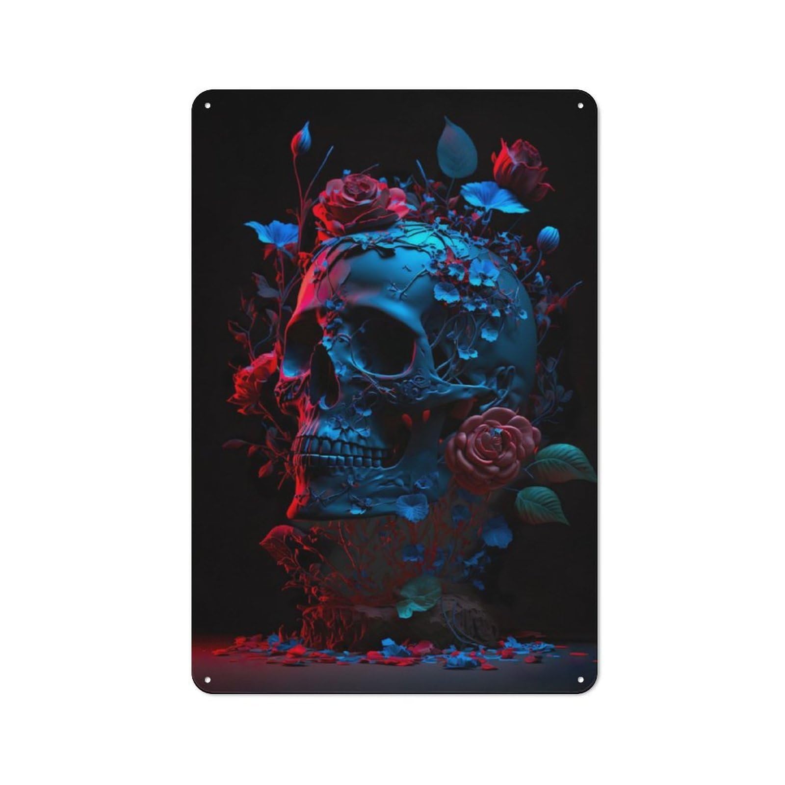 Junmoney Dark Skull Bistro Style Tin Wall Sign 30X20cm, Shop Wall Decor For Takeaway, Bar, Kitchen Or Counter Area