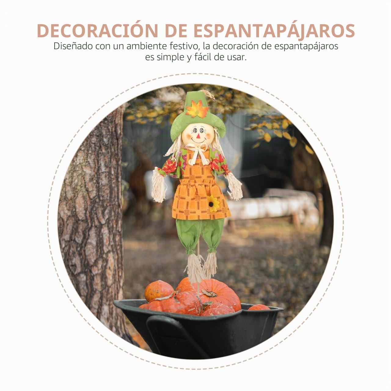 YARNOW Espantapájaros De Halloween para Jardín 26 Pulgadas Adorable Decoración Exterior para Fiesta De Acción De Gracias Patio Césped