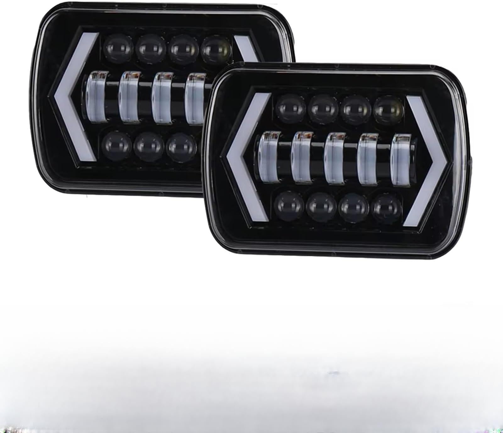 Headlamp 55W/85W LED 5x7 7X6 Inch Retangular DRL Square Headlight For GMC Savana 3500 2500 1500 Safari K3500 K2500 1997-2012 front light assembly(2piece b)