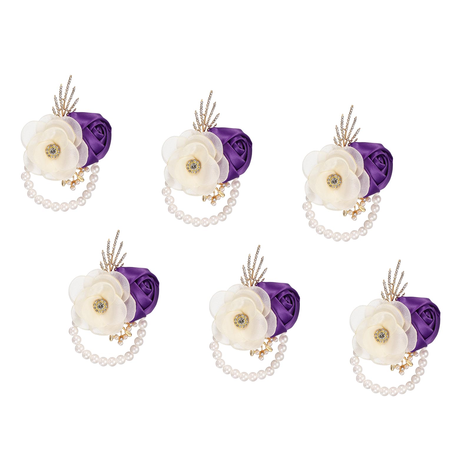 sourcing map Rose Wrist Corsage, 6 Pcs Wrist Corsage Bracelets Purple