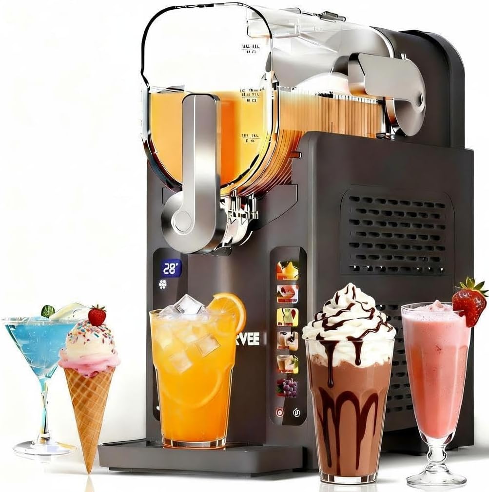 Garvee Slushie Machine for Home No Ice Needed, Frozen Drink Maker with LED Display & 6 Pre-Set Programs, 70 oz Large Capacity for Frozen Margaritas,Frappés,Ice Cream, Dark Gray