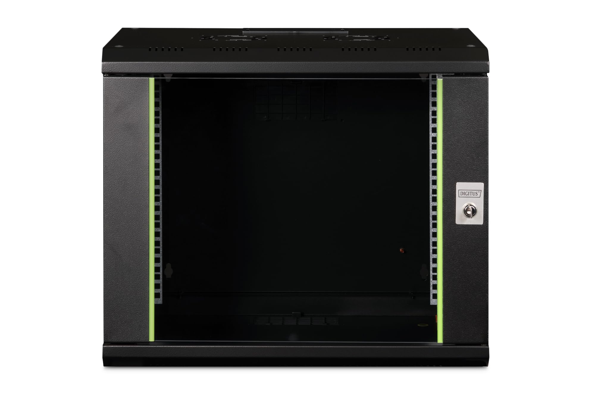 DIGITUS Szafa sieciowa – szafa rack 19 cali – 9U – 600 mm x 450 mm (szer. x gł.) – głębokość użytkowa 370 mm – montaż na ścianie – nośność 100 kg – Szklane drzwi – IP20 – seria Unique – czarna