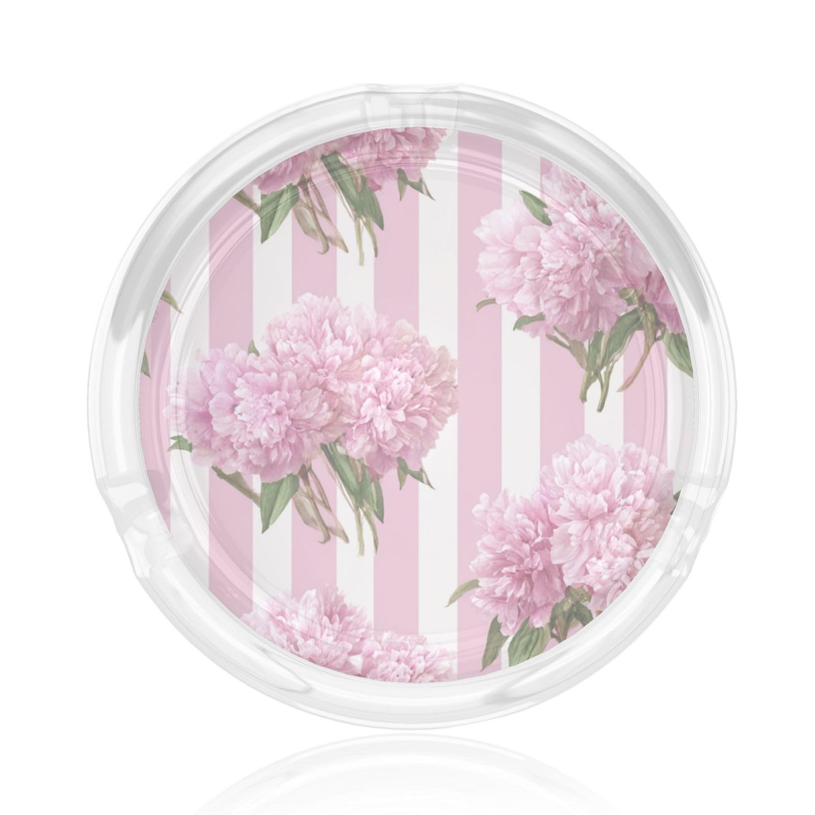 Watercolour Pale Pink Peonies Bouquet Glass Ashtray For Cigarettes Ash Trays Case For Home Office Decor