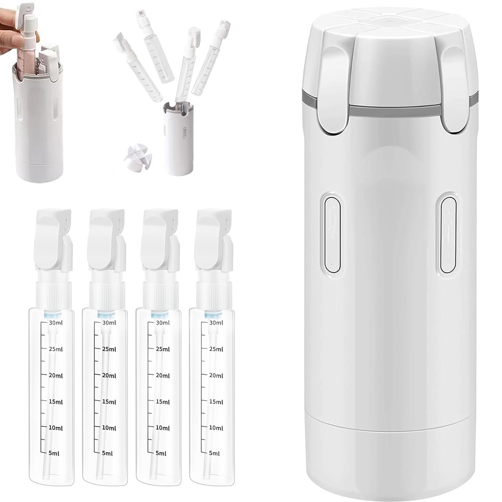Dispenser da viaggio 4 in 1, Set di flaconi dispenser da viaggio 4 in 1, Dis-penser da viaggio ricaricabile, Contenitori Portatili a Prova di Perdite, Kit Viag-gio Aereo Bagaglio a Mano (M2)