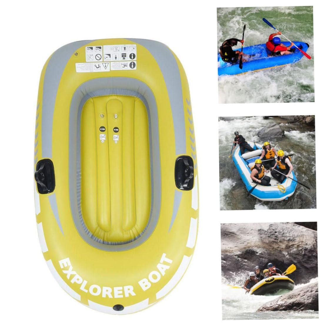 Dingy Boats|Bateau Gonflable Ensemble de Bateaux gonflables Bateaux à rames épaissis pour Enfants Jaune Une Personne
