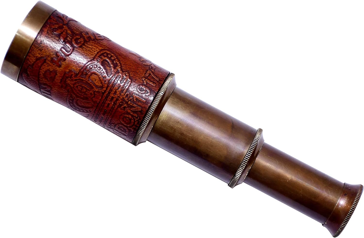 Vinatge Beautiful Cylindrical Functional Antique Brass Telescope Nautical Spyglass with Leather Brown Case Telescope Nautical Authentic Gifts