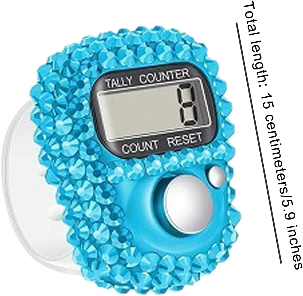 Fansoftiks Blue Electronic Finger Tally Counter, Portable Digital Display Tally Counter, Convenient Finger Clicker Counter, Resettable Mini Lap Counter for Golf Goods Counting Accessories