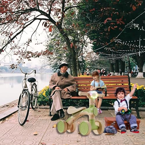 Image of Kids Balance Bike with Music & LED Lights | 4 Wheel Toddler Ride On Toy for 1-5 Years Boys & Girls | Lightweight, Safe & Durable Baby Walker Bike (Green (KB-157))