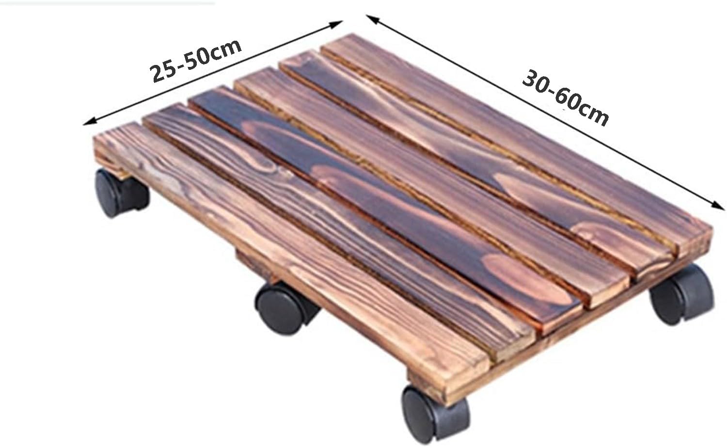 Base con Ruedas, Soporte, Rodante para Plantas, Base De Jardinera con Ruedas, Plataforma con Ruedas, Capacidad De Carga 40 Kg, Base De Jardinera De Madera Maciza Patio Ajardinado 60cm×25cm
