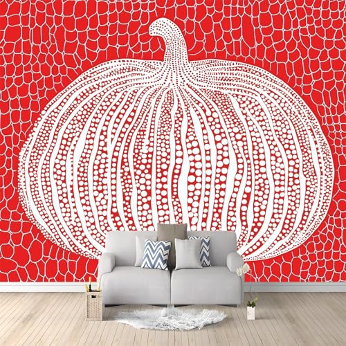 Papier peint 3D citrouille rouge intissé pour changer un mur blanc - 4