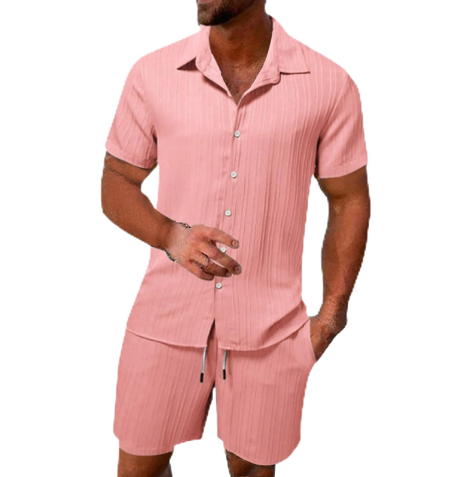 OverDose Boutique Chándal de 2 Piezas para Hombre, 2 Piezas de Verano para Hombre Camisas de Manga Corta y Pantalones Cortos de Playa Camisa Hawaiana y Pantalones Cortos Traje Conjuntos