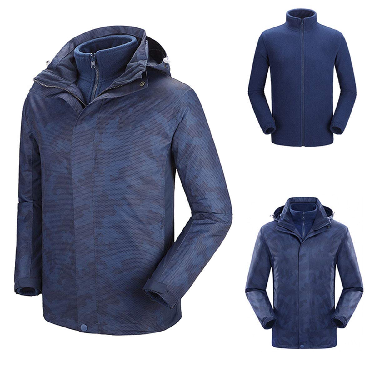MU Chaqueta de Invierno para Hombre Chaquetas de Esquí Impermeable Chaquetas de Snowboard Fleecas Cálidas Abrigos de Pesca de Montaña Térmica con Capucha Desmontable/Grey/L