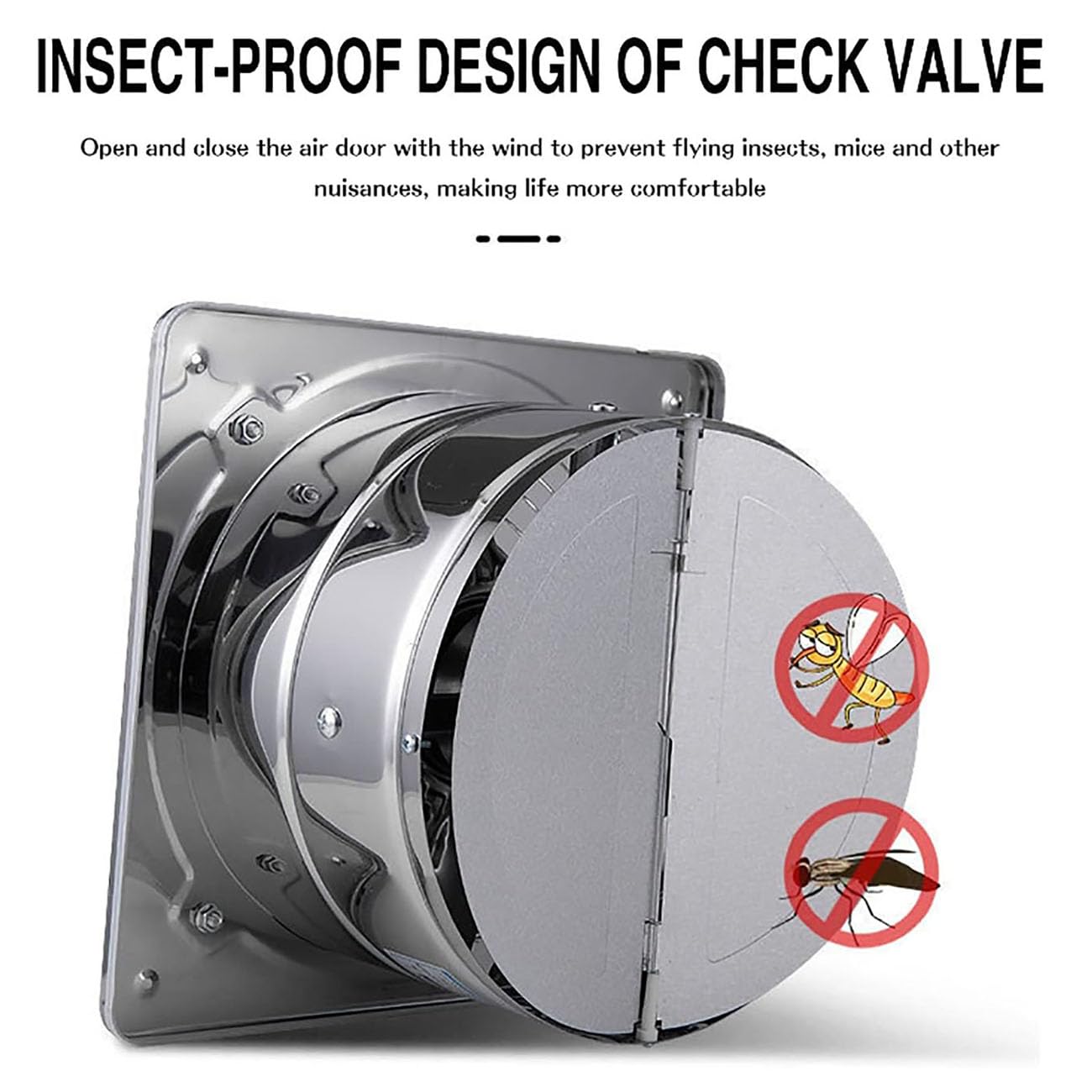 ICEMOB Aspiratore Bagno con Valvola di Ritegno,Estrattore Aria Silenzioso 2800 Giri/Min,Ventola Aspirazione Cucina,Alloggiamento in Acciaio Inossidabile,per Casa,Garage Ventilazione,10 Inches