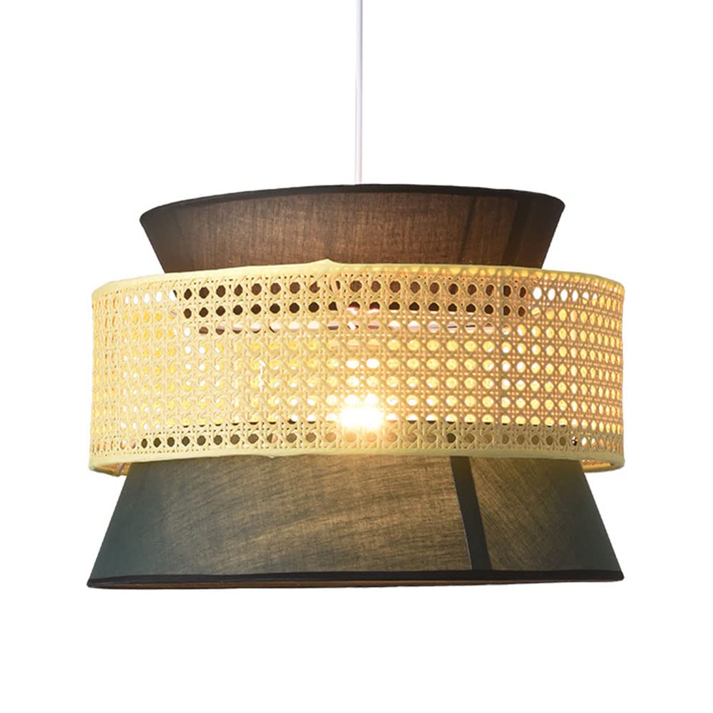LYMSXAZOU Natural Rattan Pendant Lamp Creative Chandelier Pastoral Style Hanging Light Housewarming Gift Chandeliers Chinese LampShade For Living Room,Dinner Room