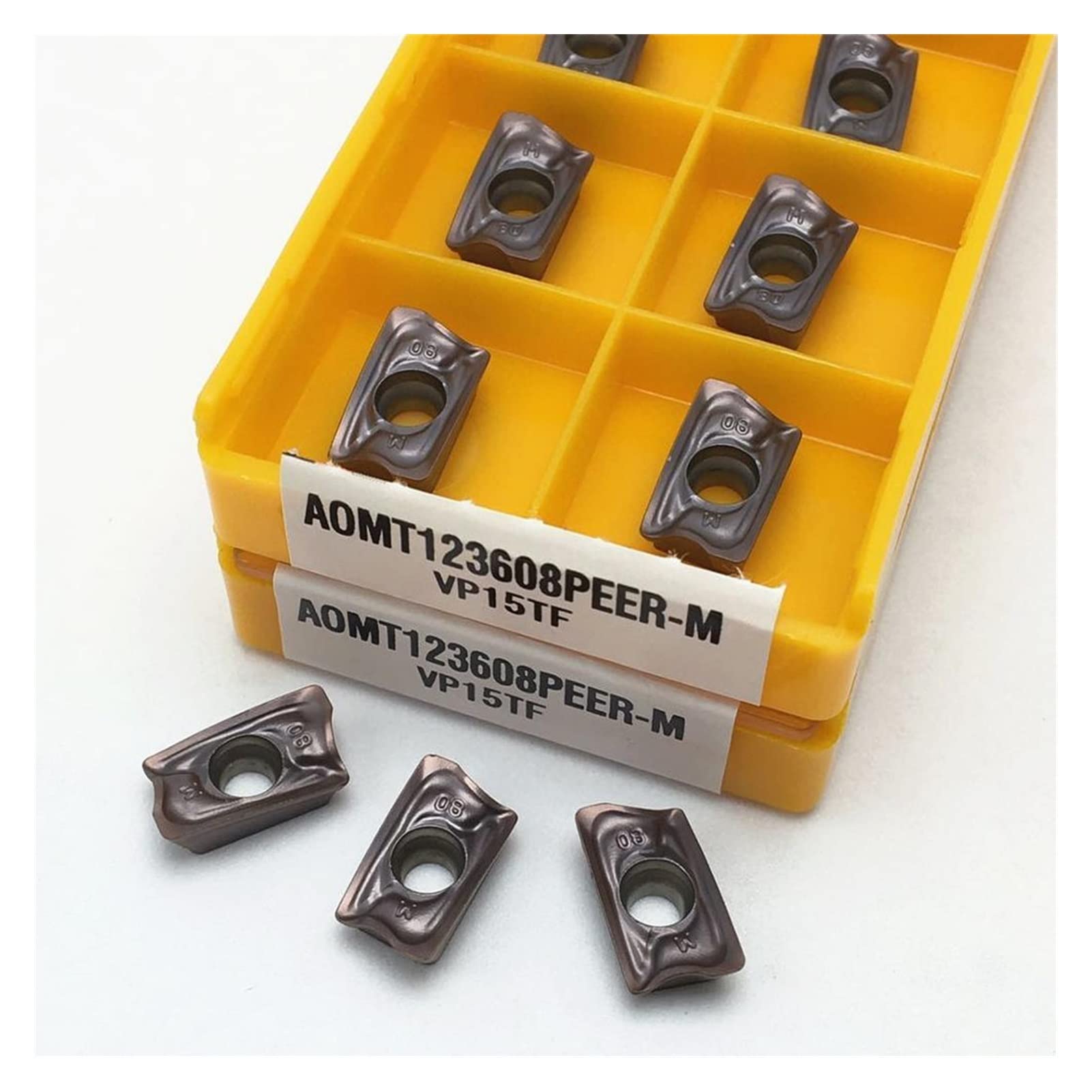 Cortador de fresado de hardware AOMT123608PER M VP15TF Inserciones de fresado de carburo Máquina de cortador de molienda de extremo indexable Cortador de fresado de plano AOMT123608 Cortador