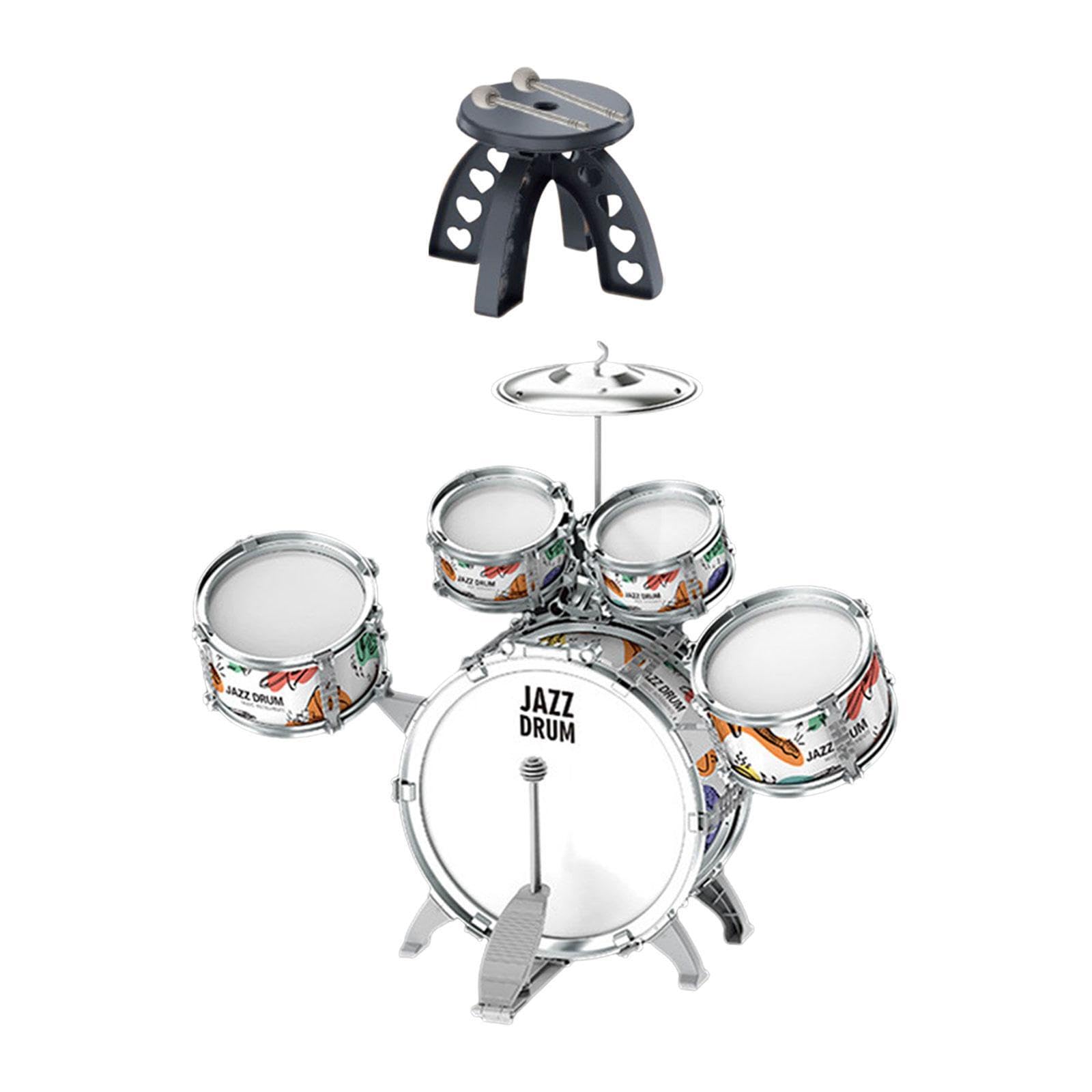 Schlagzeug Sets für Anfänger mit Hocker – Ideal zum Üben von Spielfertigkeiten zu Hause – Geburtstagsgeschenk für junge Musiker – Partygeschenk – Gastgeschenk, Stil B