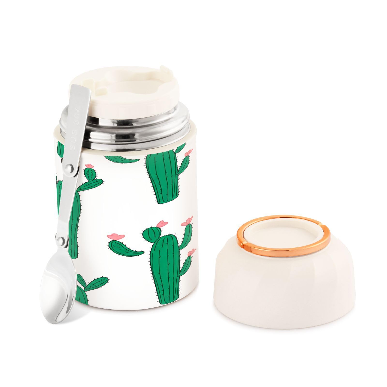 Tarro térmico para almuerzo de adulto con cuchara y termo de acero inoxidable de 500 ml