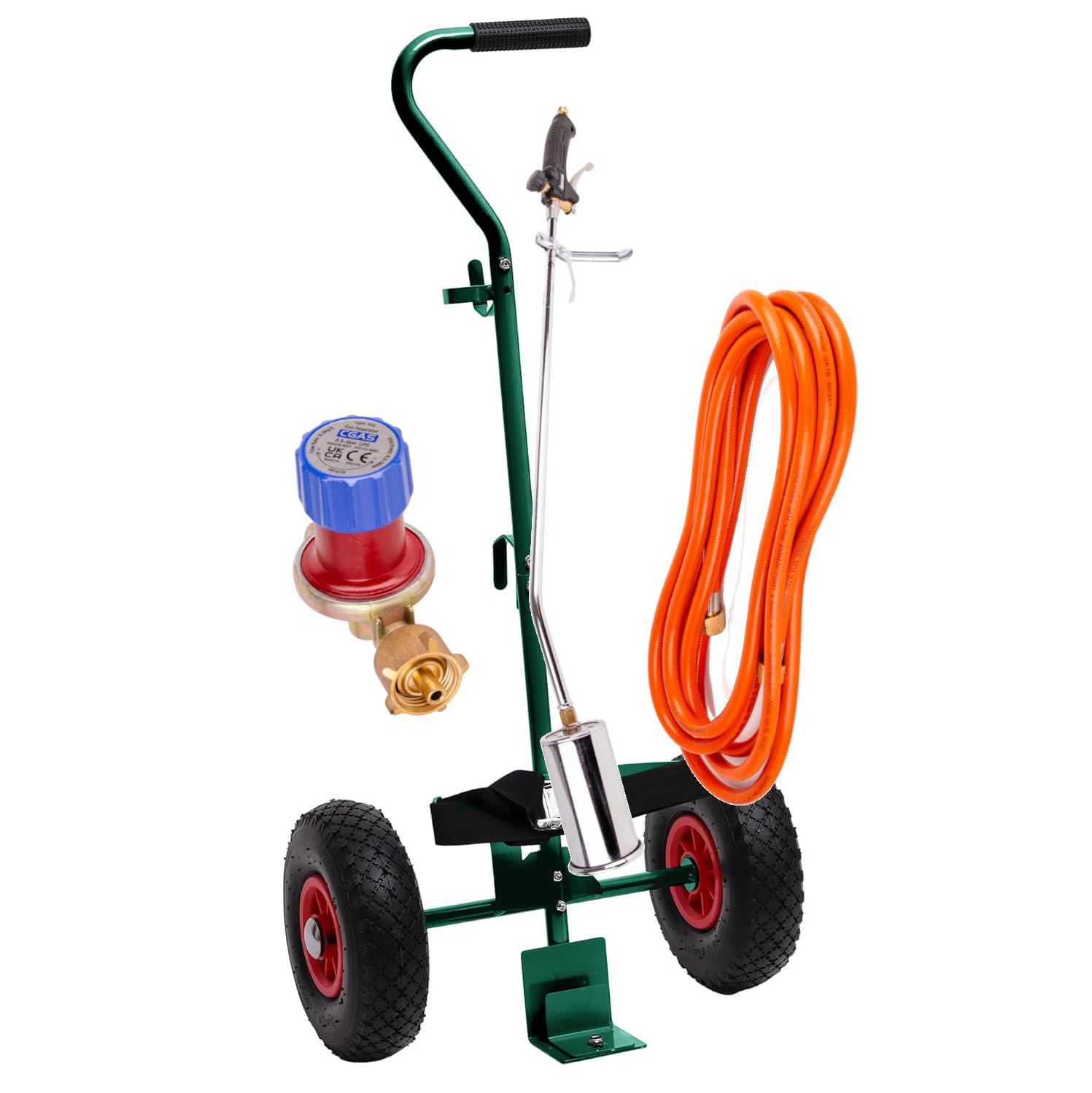 BIO Unkrautbrenner PRO mit Flaschenwagen Regler Schlauch Abflammgerät Unkrautvernichter Gasbrenner