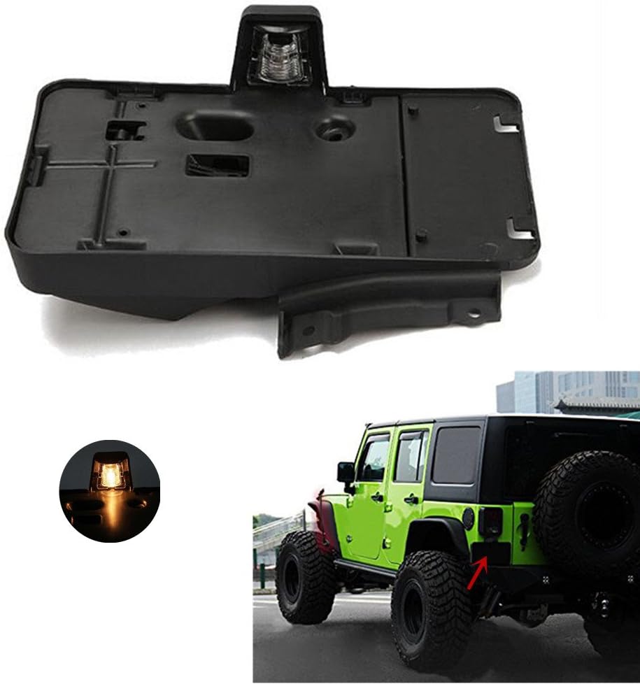 SXMA Black Plastic License Plate Frames Brackets Rear License Plate Holder Frames Bracket for Jeep Wrangler JK