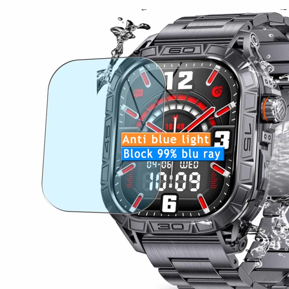 Vaxson 3-Pack Anti Blue Light Screen Protector, compatible with ESFOE EF4 1.96" smart watch smartwatch, TPU Guard Film Protectors Sticker [NOT Tempered Glass]