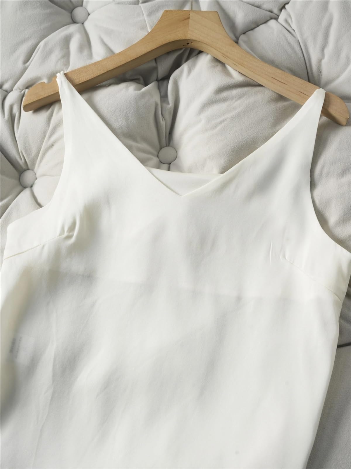 Camisola SóLida BáSica Chaleco Informal for Mujer de satén elástico Seda Morera Natural, versátil, con Cuello en V y Color Liso para Niña Camisola