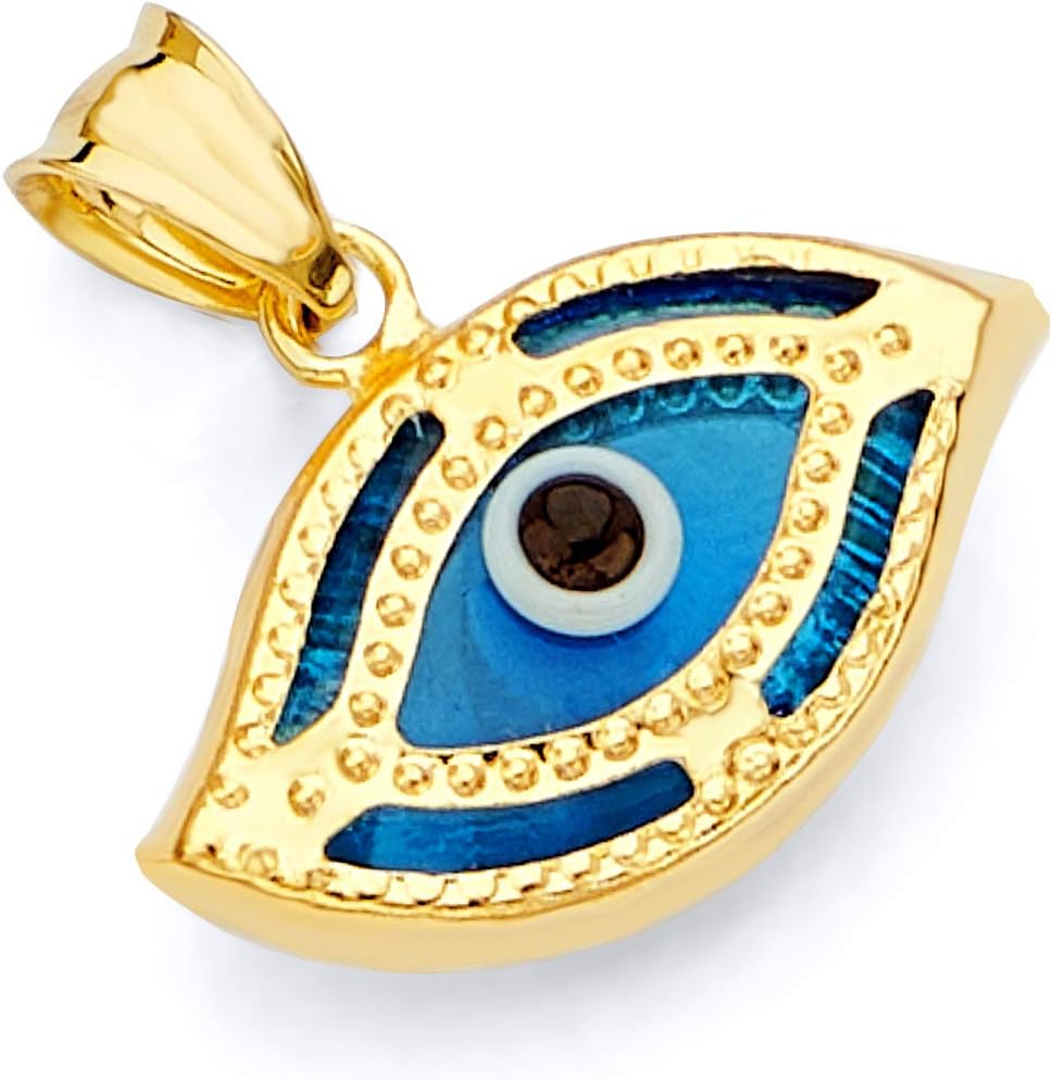14k Yellow Gold Evil Eye Pendant