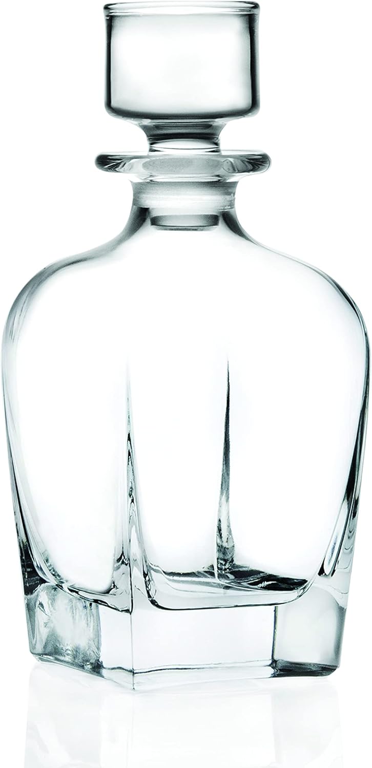 Glass - Whiskey Decanter For Whiskey, Liquor, Scotch, Vodka, Bourbon - Or for Wine - Decanter with Stopper - 27 Oz. - 8.75" Height - By Barski - Made in Europe