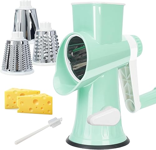 Rallador de queso multifunción rotativo con manivela de mano Trituradora de queso Triturar sin esfuerzo, rebanar, picar. Aplicable a queso,