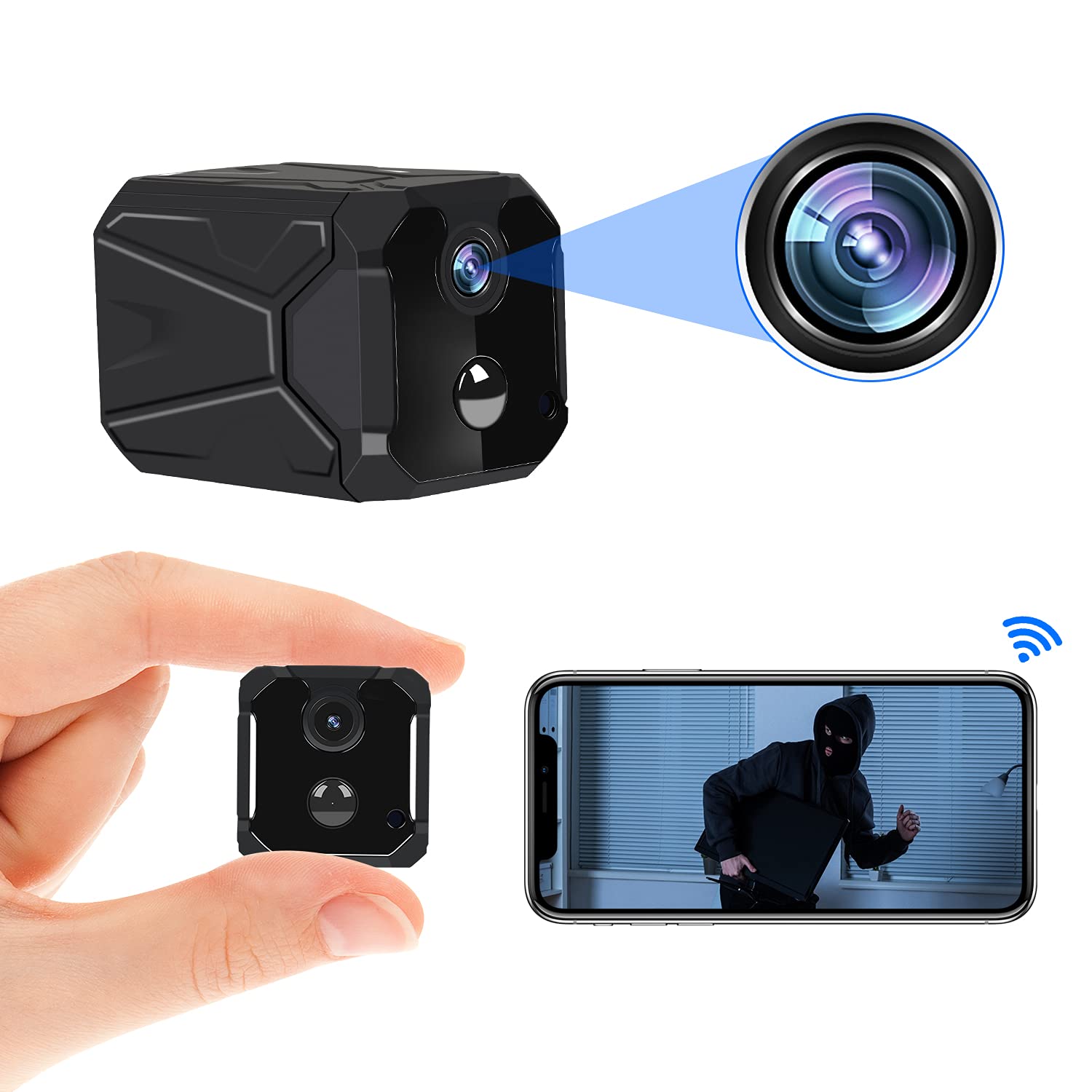 Mini Spy Camera Wireless WiFi Hidden Camera 1440P HD Battery Camera Nanny Cam Baby Monitor with Night Vision