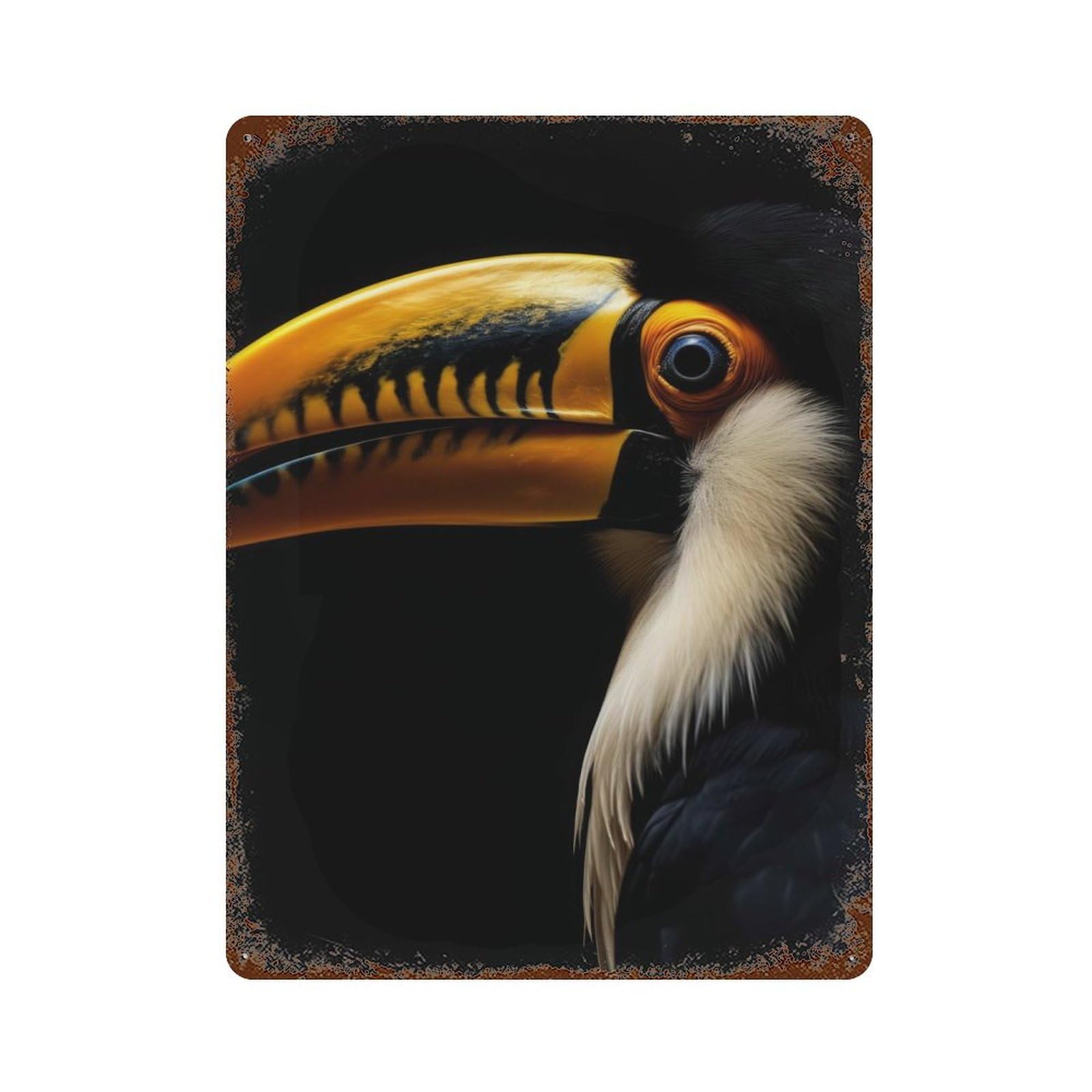 Rust Effect Gold Toucan Bird Vintage Rust Metal Sign 15.7"x11.8", Classic Wall Plaque for Shed, Workshop And Garage Wall Decor