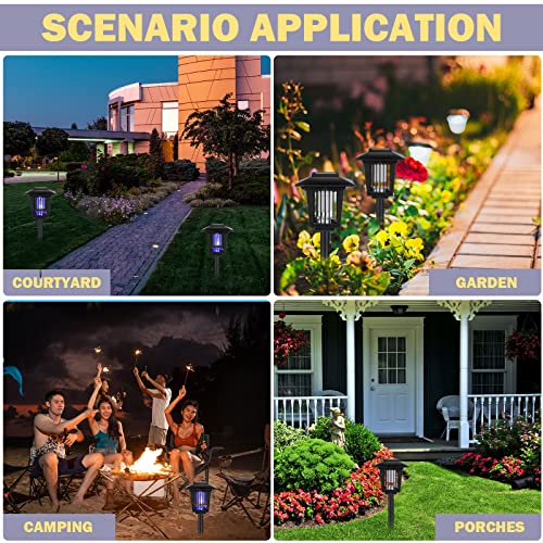 4 Pcs Solar Bug Zapper 2 In 1 Solar Insect Killer Torch Fly Mosquito Zapper Waterproof Mosquito Killer Lighting Lamp Outdoor Bug Repellent For Patio Indoor Outdoor #TOP6