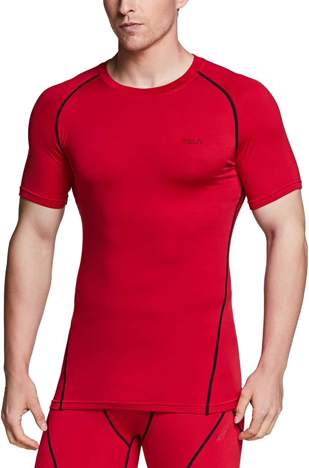 TSLA Men's Thermal Short Sleeve Compression Shirts, Athletic Sports Base  Layer Top, Winter Gear Running T-Shirt