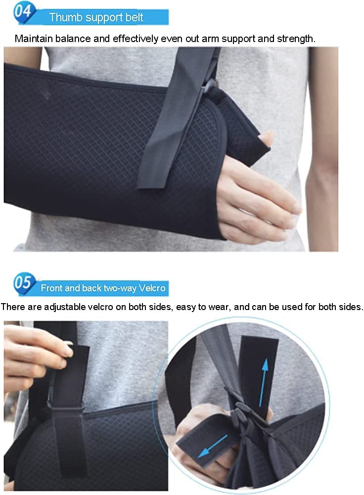 Cabestrillo de Brazo con Abrazadera de Codo Fijo, Soporte de Brazo Transpirable, inmovilizador de Hombro de muñeca Ajustable para Brazo, Codo y Hombro fracturados Rotos, Cabestrillo de Manguito