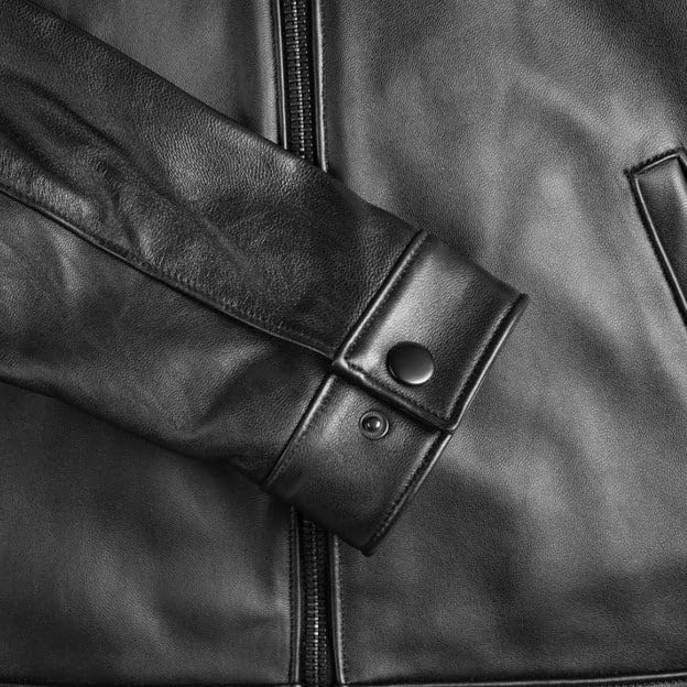 Image of Mens Shirt Collar Genuine Real Lambskin Leather Jacket For Men Vintage Classic Biker Style with Zip Out Liner
