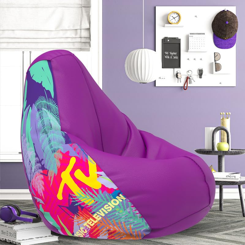 Biggie Bean Bag Cover 6XL- Official: MTV Bean Bags - Max User Height : 6-6.5 Ft. - Weight : 99-110 Kgs(Model: MTV_Artwork-6 - Purple)-image-9