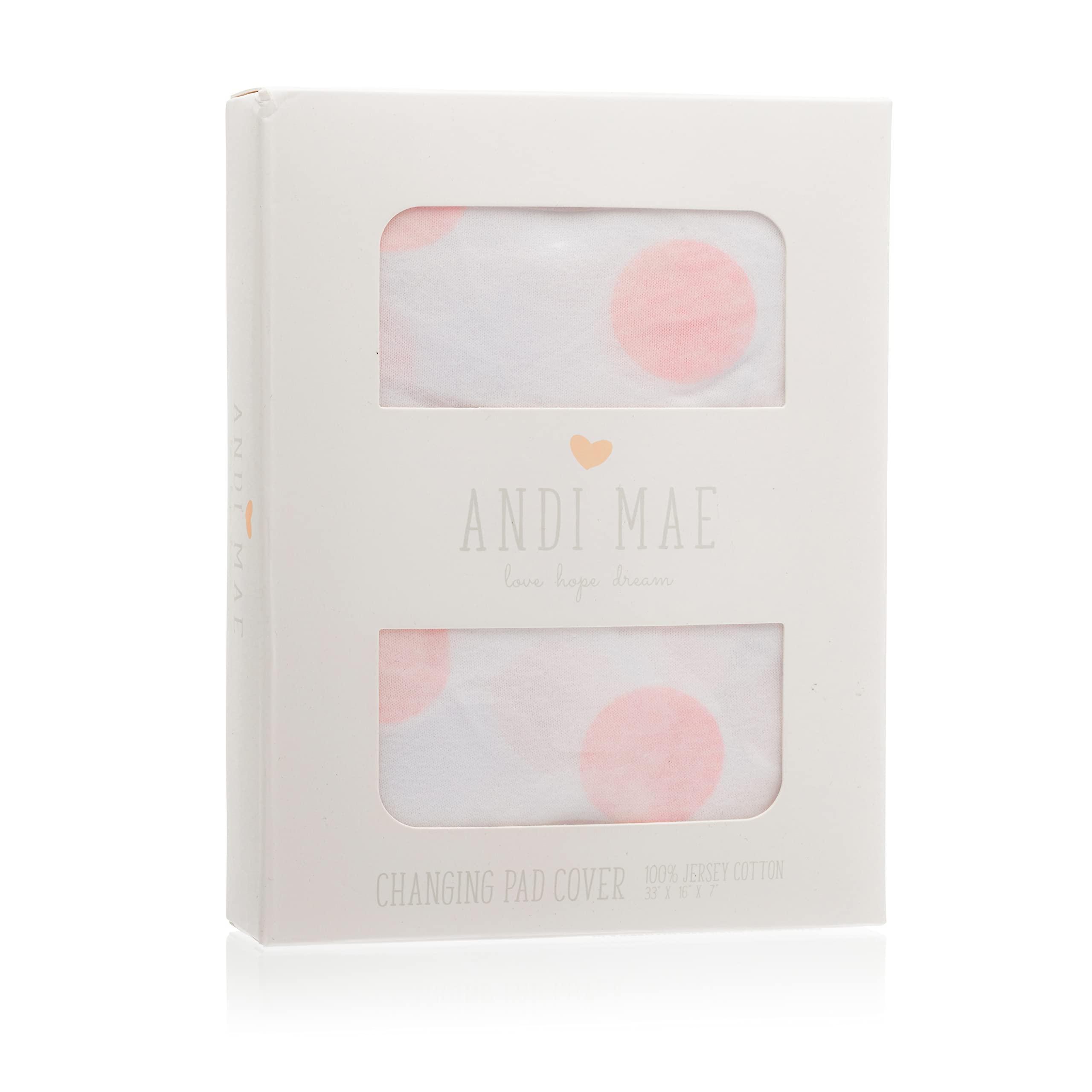Funda para cambiador – Acuarela Rosa Lunares – 100% algodón Jersey – Se adapta a cambiadores estándar 6