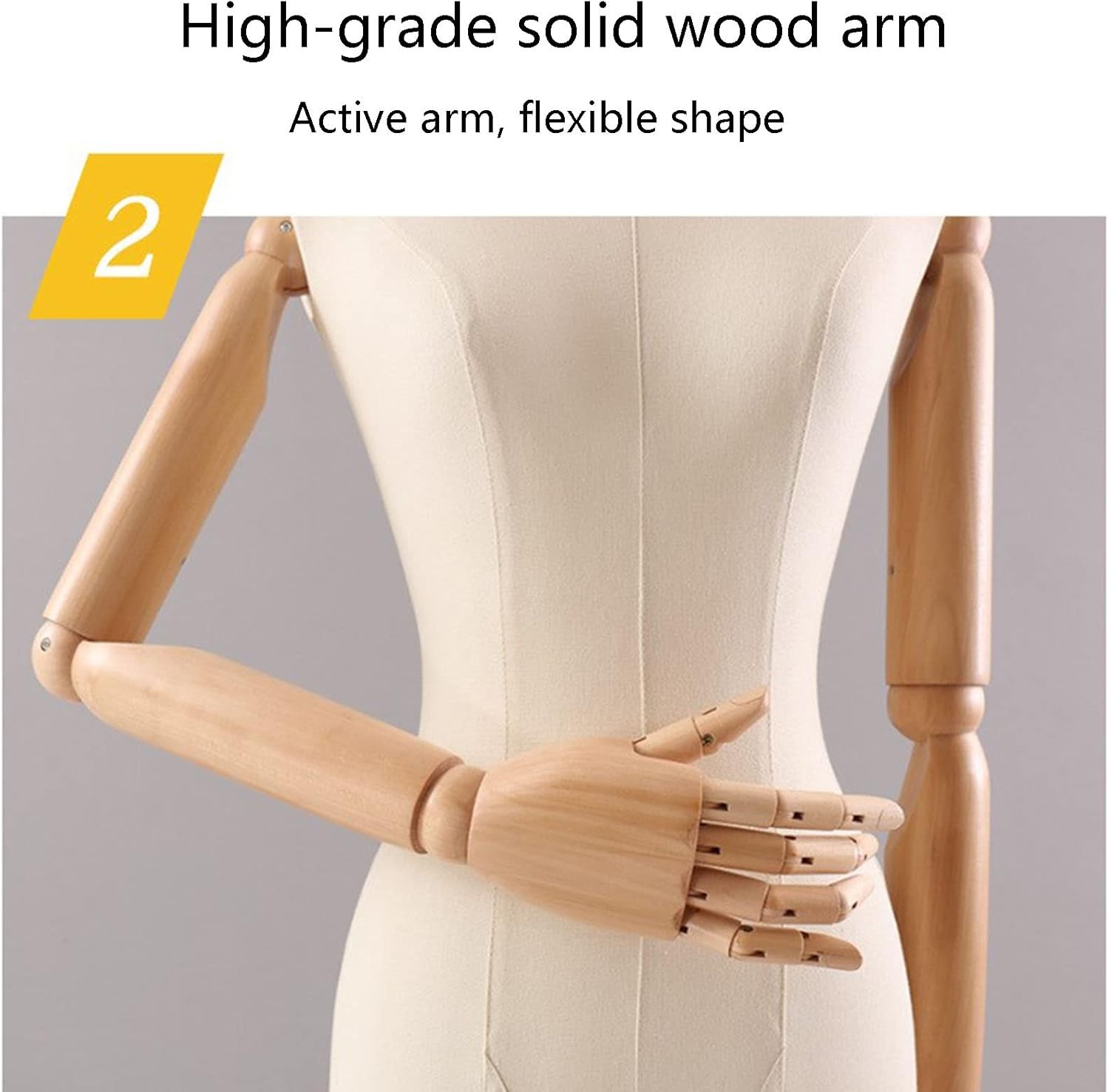 Sewing Mannequin Thick Linen Fabric with Wheels and Solid Wood Arm for:Shop Display Mannequin (Size : A)