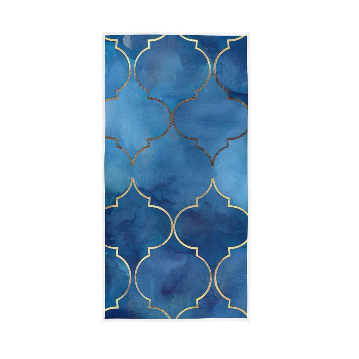 LSRCPD Blue Gold Marble Mosaic Pattern Bathroom Hand Towels Decorative, Hand Towels for Bathroom, Travel, Camp, Hotel, Spa 15 x 30 Inches