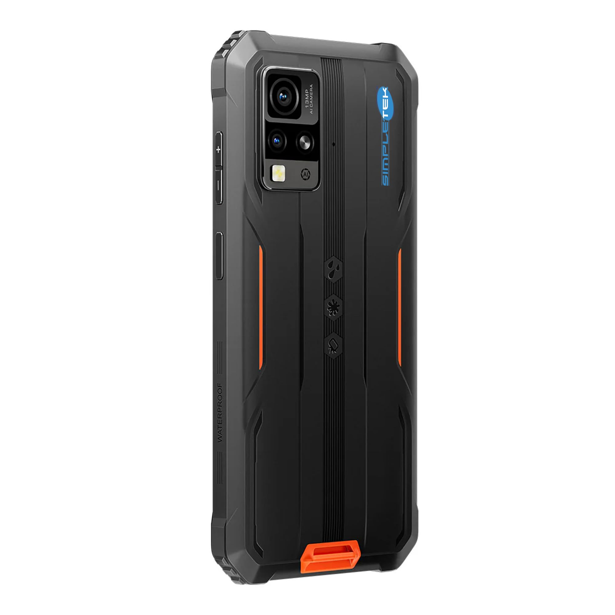 SIMPLETEK Smartphone profesional resistente, 128 GB ROM, 4 + 8 GB RAM Boost - batería de 5180 mAh, protección IP68/IP69K, Android 14, NFC, Dual SIM | Duradera