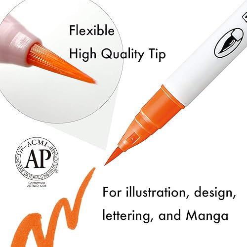 Miniatura 2 de Kuretake Clean pincel de color real para acuarela pincel de plumas (juego de 60 colores)