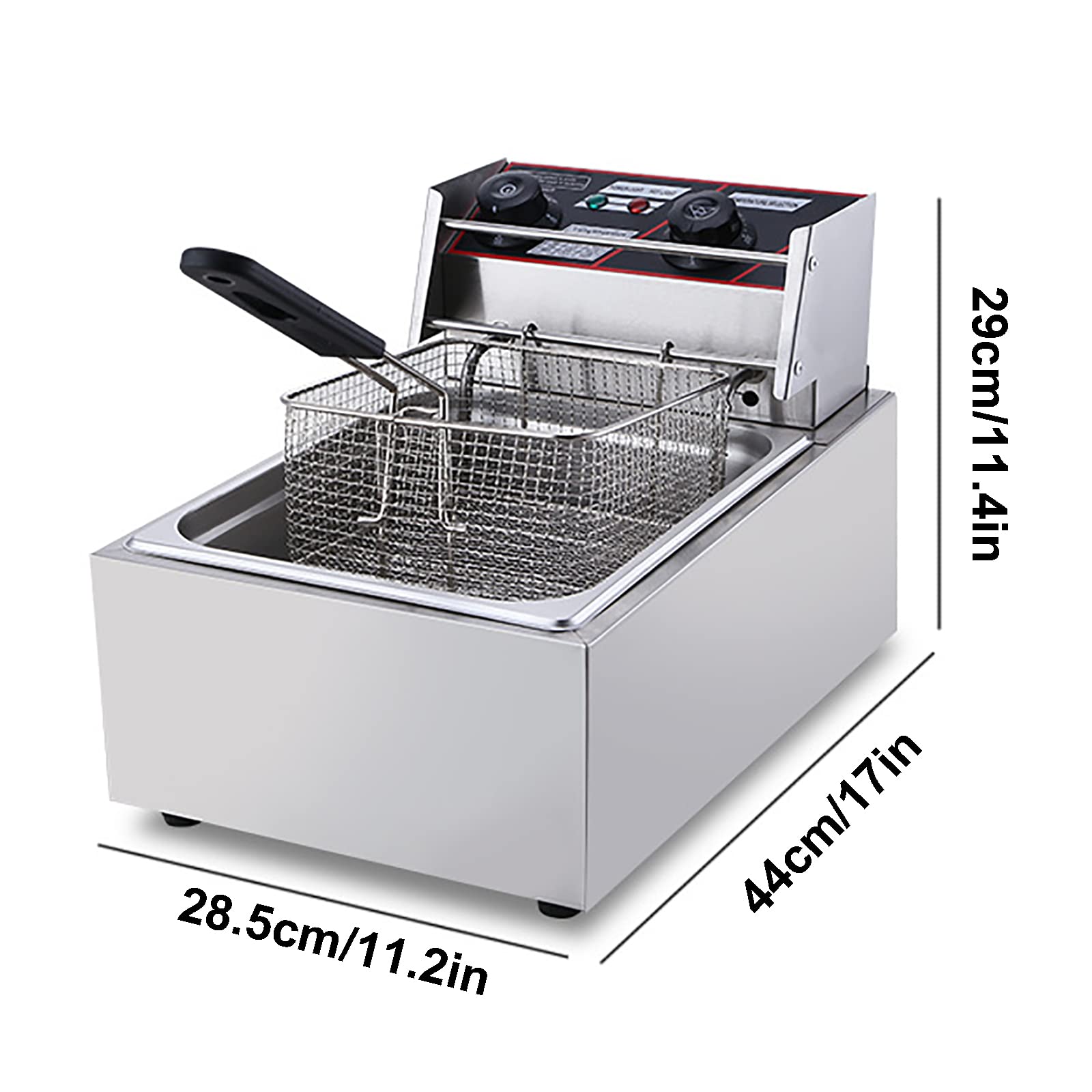 Friggitrice Con Cestello, Friggitrici Elettriche Da Banco Da 2500 W, Friggitrice Ad Olio In Acciaio Inossidabile Addensato Con Cestelli Rimovibili, Maniglia E Limitatore Di Temperatura Per Uso Commer