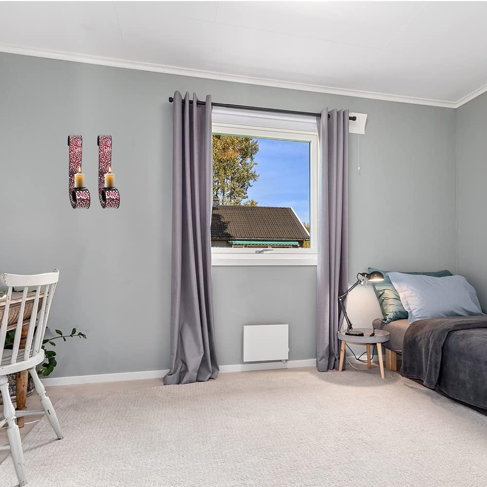 Mosaic Wall Sconce Set of 2 Tealight Candle Holders | Abstract Metal Wall Art Candle Sconces Pair Extra Large