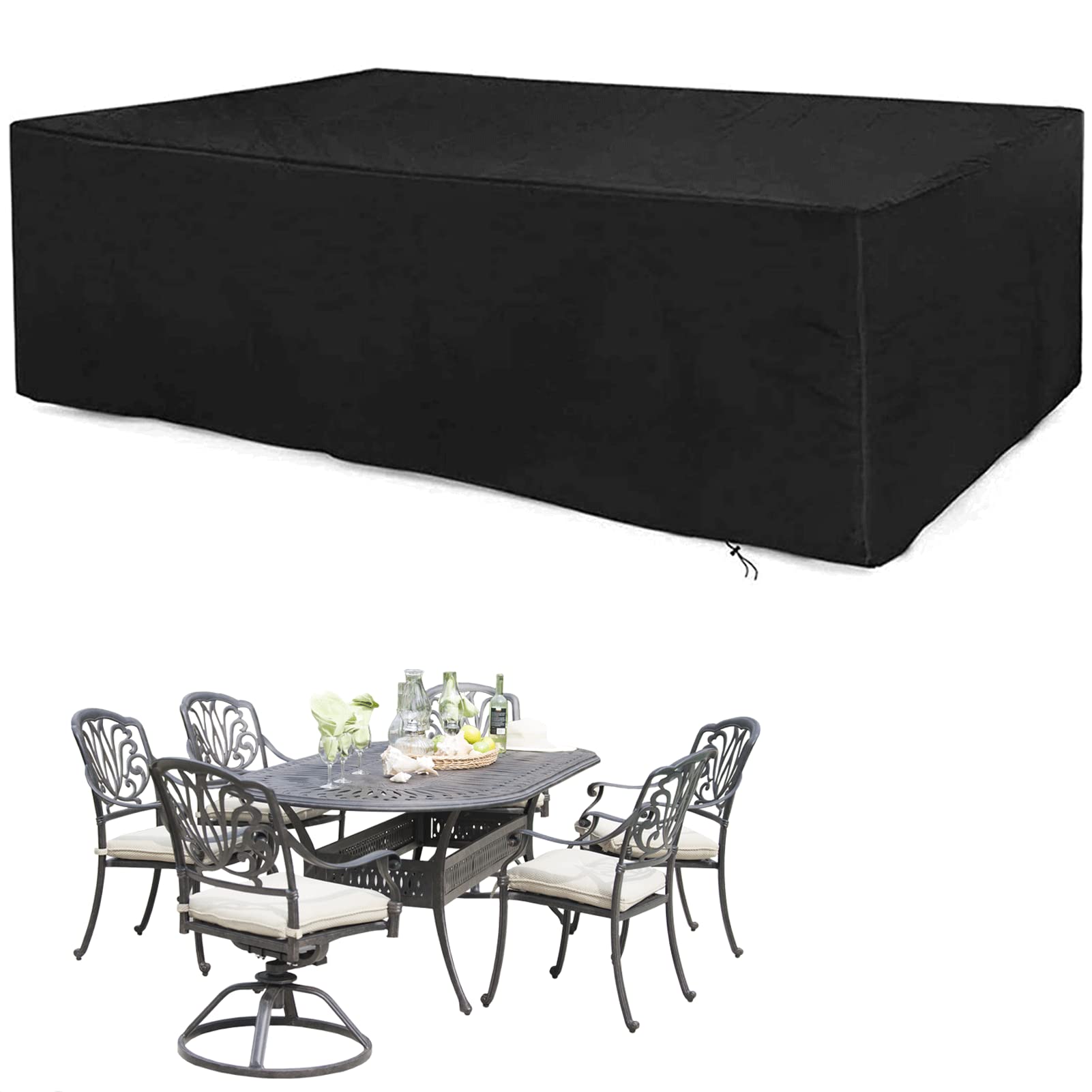Copertura impermeabile per mobili da giardino in rattan 420D, protezione antivento e resistente, in tessuto Oxford, adatto per mobili da 200 x 160 x 70 cm, ideale per tutte le stagioni