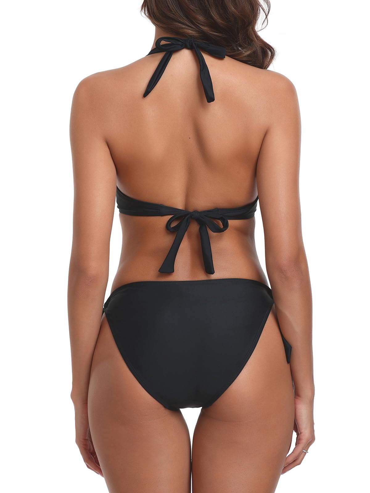 Ocean Blues Ensemble bikini push-up à armatures avec haut dos nu et bas taille basse, attaches réglables