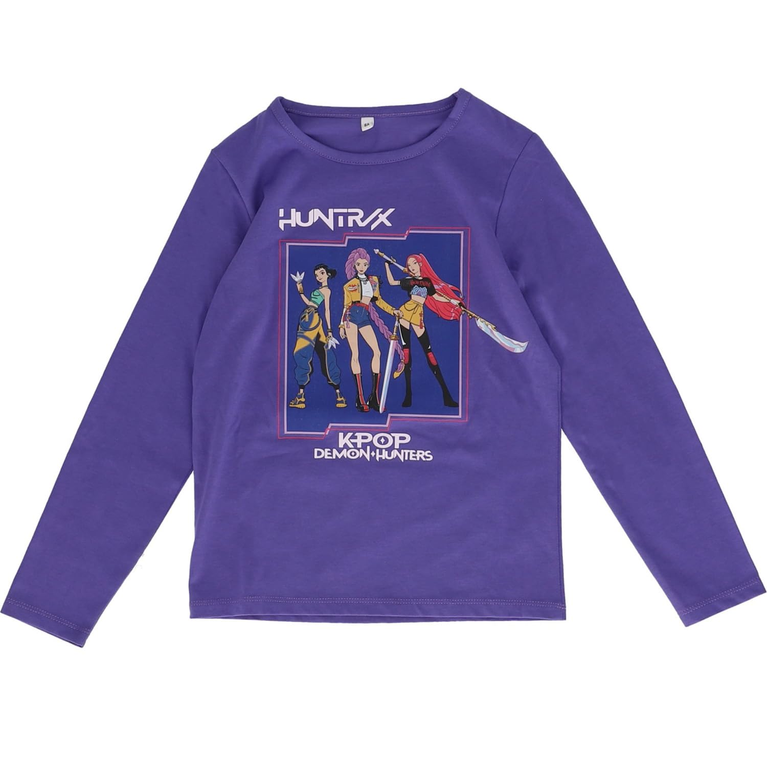 SAHINLER créateur d'univers K-Pop Demon Hunters - Pyjama Enfant K-Pop Demon Hunter Huntrix - Ensemble Haut & Pantalon - 100% Coton - Style Coréen - Tissu Doux 160 GSM - Violet et Gris