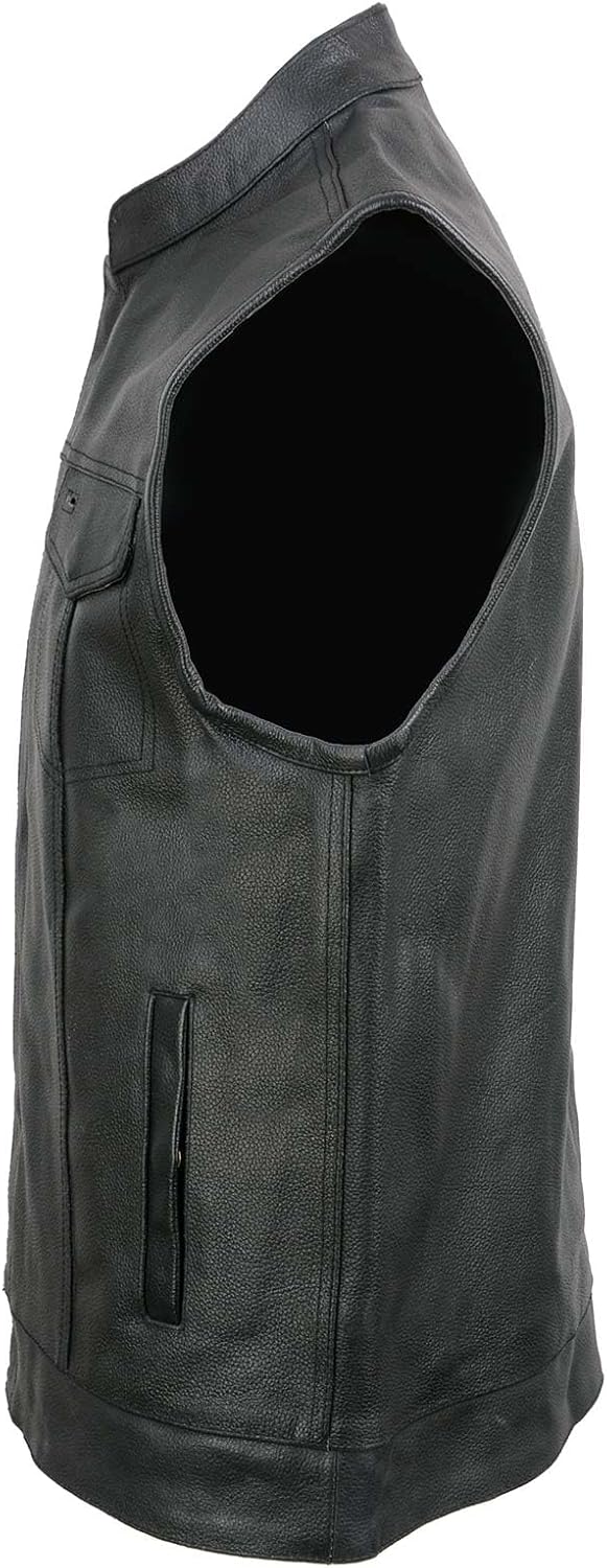 EVENT LEATHER ELM3910 Men's Black Motorcycle Leather Riders Club Style Vest w/Dual Closure - Image 8